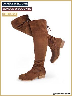Faux Suede Over The Knee Thigh High Flat Boots Side Zip